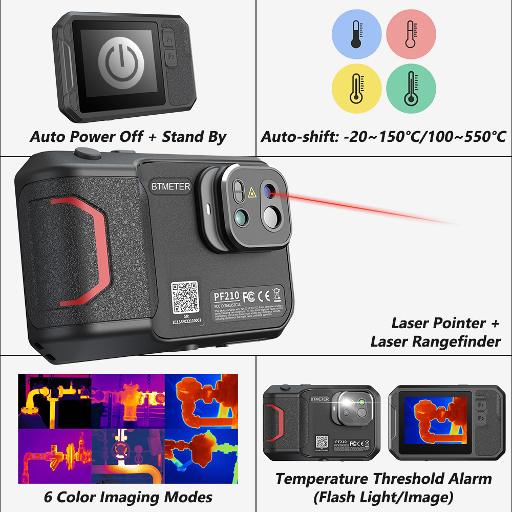 Industrial Laser Measurement - Câmera Térmica Portátil 256x192 com Imagem
