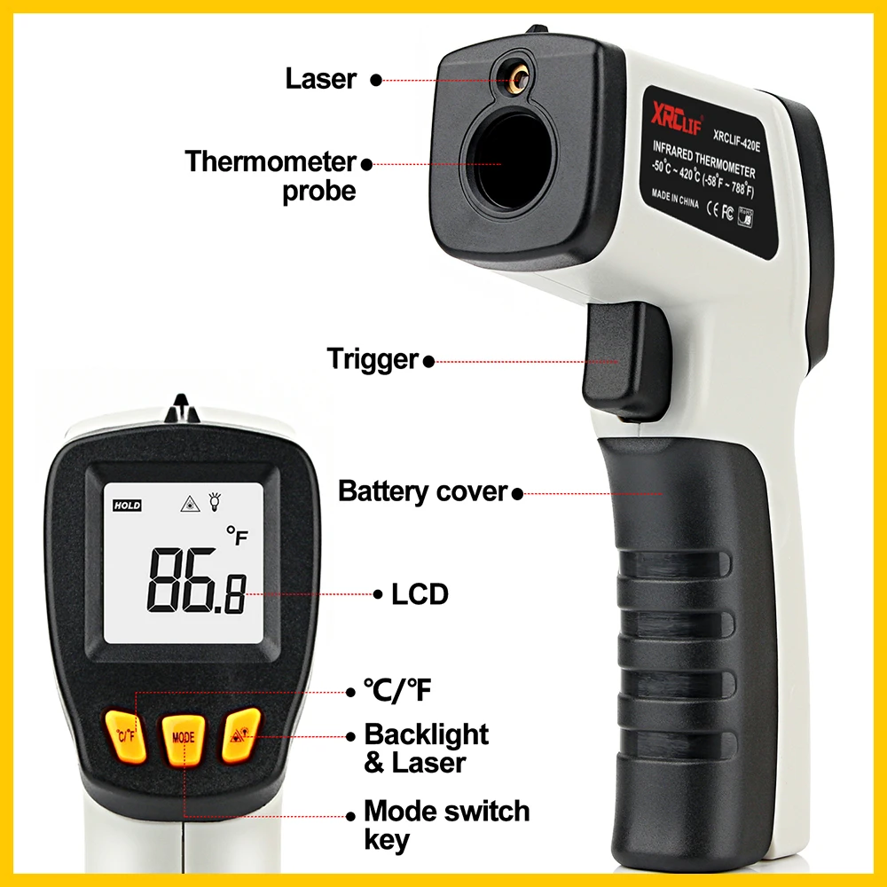 XRCLIF Termômetro infravermelh - Industrial Laser Thermometer avaliação e preço