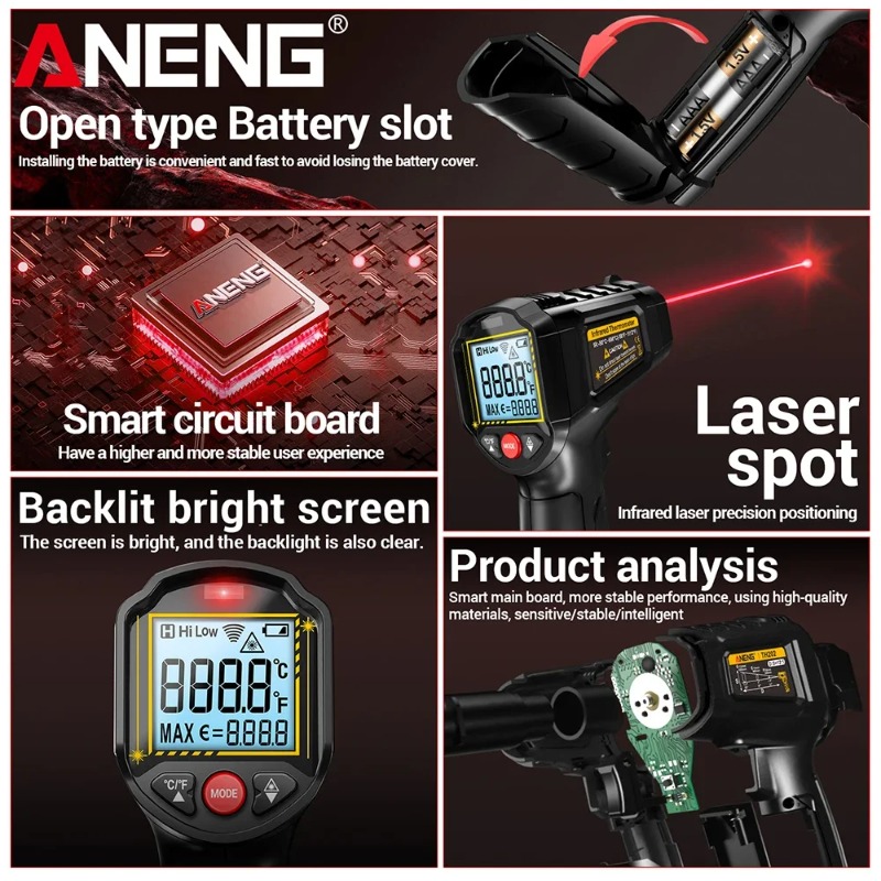 Aneng th202 termômetros portát - Industrial Laser Thermometer avaliação e preço